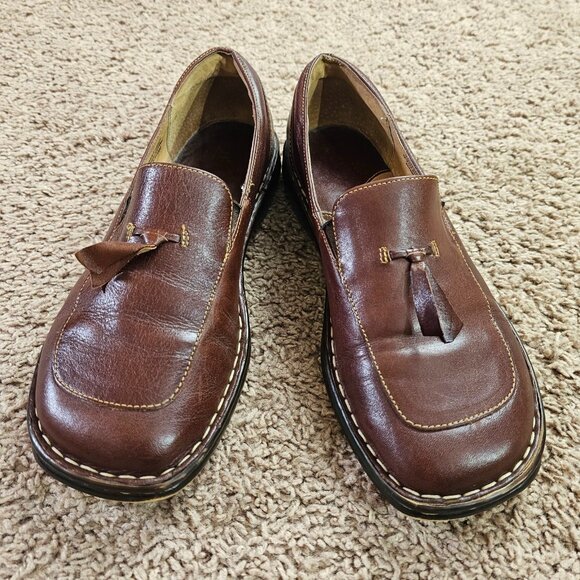 Born Tassel Loafers Mens 9 Brown Leather Slip On Dress Shoes B-6203 Handcrafted - Picture 3 of 10